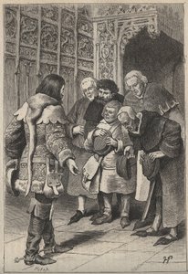 Lord Patrice Charteris et le Bourgeois de Perth - illustration du 19ème siècle pour le roman historique « La Jolie Fille de Perth ou la Saint-Valentin » de Walter Scott (1771-1832) - Unknown artist