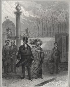 Louis Philippe et sa famille devant le Palais des Tuileries - Abdication de Louis-Philippe Ier, 24 février 1848 et établissement de la Deuxième République - Révolution de février 1848. Le peuple a pris d