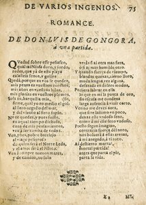 Luis de Góngora y Argote, "Romance à une partie" (gravure)