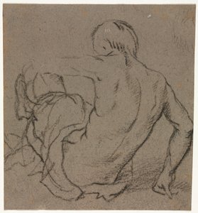 Homme assis par terre, vu de dos (recto) - Unknown artist