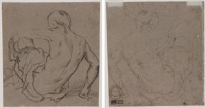 Homme assis par terre, vu de dos (recto); Esquisse (verso)