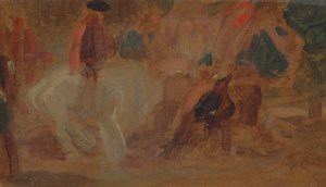 Homme sur un cheval blanc