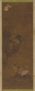 Canards Mandarins, Rochers et une Plante Fleurie - Unknown artist