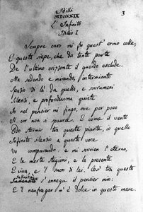 Manuscrit de « Idilli » (Les Idylles) par le poète italien Giacomo Leopardi (1798 - 1837) 19ème siècle - Unknown artist
