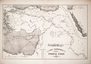 Carte de la Turquie montrant les câbles télégraphiques et les stations - Unknown artist