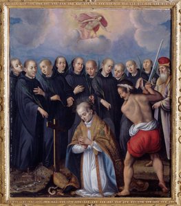 Le martyre de Saint Berontario, entouré de ses moines