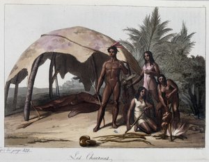 Repas chez les charruas, Indiens du Paraguay. Dans « Le Costume Ancien et Moderne » 1818-1820, par Ferrario - Unknown artist