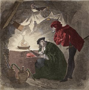 Mephistophélès (Mephisto) une illustration de « Faust » par Johann Wolfgang von Goethe (gravure)