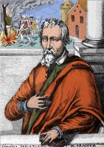 Michel Servet (Michel de Villanueva) (1511-1553), médecin et théologien espagnol. Gravure - Unknown artist