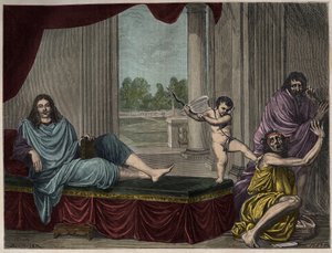 Molière Jean Baptiste Poquelin (1622-1673) évoquant le Génie de la comédie pour abattre le vice et démasquer l