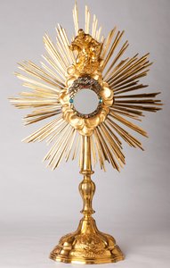 Ostensoir. Vermeil, diamants, fausses pierres précieuses avec statue de Dieu le Père. 18ème siècle. - Unknown artist