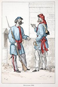 Montagnards (1848). Eau-forte en couleurs pour illustrer "Histoire du corps des gardiens de la paix" - Unknown artist