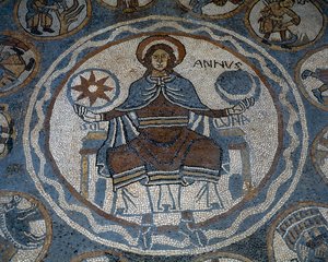 Sol en mosaïque représentant les mois de l