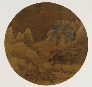 Paysage de montagne : rochers, temple et pins