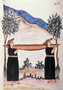 Indiens de Moyobamba portant leur canoë, du livre "Trujillo del Peru" ou "Códice Martínez Compañón", par Baltazar Martinez Compañón y Bujanda, évêque de Trujillo (1782-1785) - Unknown artist