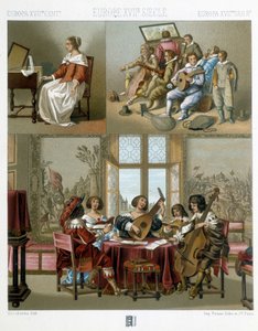 Musique en Europe au 17e siècle - dans « Le costume historique » par Racinet - Unknown artist