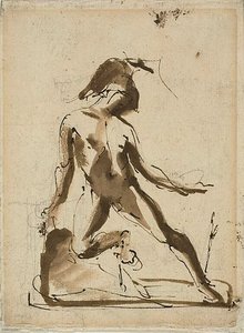 Figure mythologique : Achille avec une peau de lion (recto) ; Esquisses de figures (verso)