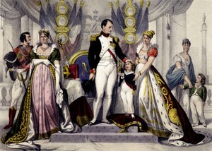 Dynastie napoléonienne de 1804 à 1815. Joséphine, Napoléon Ier, Roi de Rome, Marie Louise. Gravure du 19ème siècle - Unknown artist