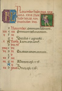 Page du calendrier de novembre ; bois de cueillette - Unknown artist