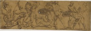 Guerriers nus combattant - Unknown artist