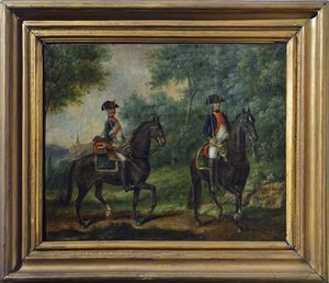 Officier et soldat du régiment Mestre de Camps en 1790, fin XVIIIe siècle - Unknown artist