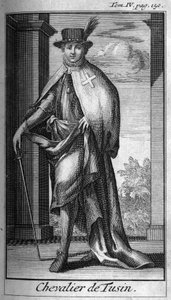Ordres de chevalerie. Chevalier de Tusin en Autriche au XVIe siècle. Dans "Histoire des ordres militaires ou chevaliers, des milices séculières et régulières des deux sexes, qui ont été établies jusqu