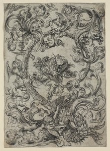 Feuillage ornemental, avec une chouette et d
