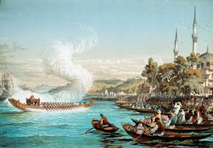 Empire ottoman : fête maritime à Constantinople. Lithographie du 19e siècle. Bibliothèque des arts décoratifs, Paris - Unknown artist