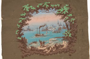Dessus de porte avec scène de port - Unknown artist