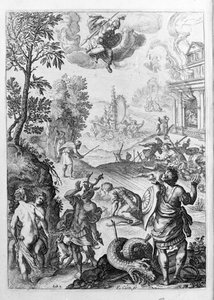Ovide (Ovidius) - illustration pour le livre 15 - (P. Ovidii Nasonis Metamorphose libri XV avec des notes de TH. Farnabii.) note de Thomas Farnaby (Farnabia) (1575-1647) - Unknown artist
