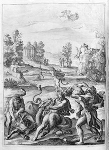Ovide (Ovidius) - illustration pour le livre 15 - (P. Ovidii Nasonis Metamorphose libri XV um notis TH. Farnabii.) note de Thomas Farnaby (Farnabia) (1575-1647) - Unknown artist