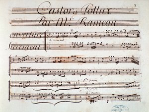 Page de partition musicale de Castor et Pollux, tragédie lyrique par Rameau (1737) - Unknown artist