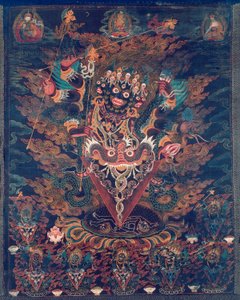 Bannière peinte (Thangka) avec Guru Dragpur, une forme courroucée de Padmasambhava