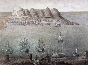 Vue panoramique de Gibraltar et du Détroit. 19ème siècle Madrid, Bibliothèque Nationale - Unknown artist