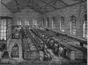 Fabrication du papier au XIXe siècle. - Unknown artist