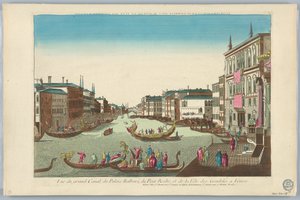 Peep-show, Vue du Grand Canal, du Palais Balbori, du Pont Rialto, et de la Fête des Condoles à Venise - Unknown artist
