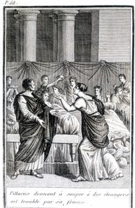 Pillacus donnant un dîner aux étrangers est troublé par sa femme - Unknown artist