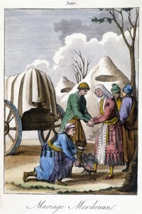 Planche de 1811 illustrant un mariage en Mordovie - Unknown artist
