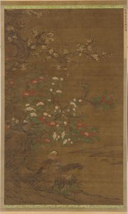 Fleurs de prunier, camélias et canards mandarins - Unknown artist