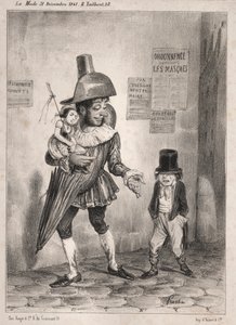 Pochades de carnaval : Vois-tu, si ton maître est bien content de toi et si tu as le prix de sagesse cette année ! je te laisserai te déguiser en paillasse ! ...l