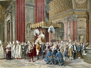 Le pape Pie IX (1792-1846) se rend à la cérémonie d