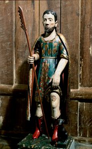 Art populaire : Saint Roch. Le saint porte le bubon de la peste sur sa jambe - Unknown artist