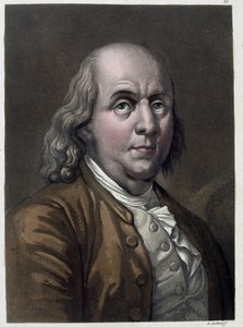 Portrait de Benjamin Franklin, homme politique et physicien américain (1706-1790) - dans « Le Vieux et le Nouveau Costume » par Jules Ferrario 1819-1820 - Unknown artist