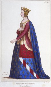Portrait de Blanche de Navarre (1224 -1283) Reine de France Épouse de Jean Ier le Roux en 1236. Gravure de 1830 - Unknown artist