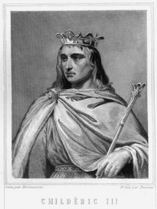 Portrait de Chilpéric II (? - 755), Roi des Francs, premier des Carolingiens - dans “Histoire des Français” par Lavallée, gravure - Unknown artist