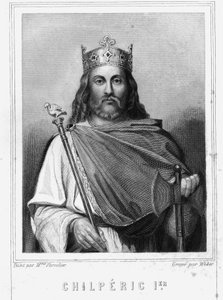 Portrait de Chilpéric Ier (539 - 584), roi de Neustrie - dans « Histoire des Français » par Lavallée, gravure - Unknown artist