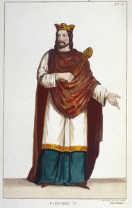 Portrait de Clotaire (Clotaire) I (497 - 561), roi de Neustrie et roi des Francs. Gravure de 1830 - Unknown artist