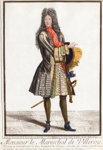 Portrait de François de Neufville, duc de Villeroy (1644-1730), maréchal de France. Gravure du 18e siècle