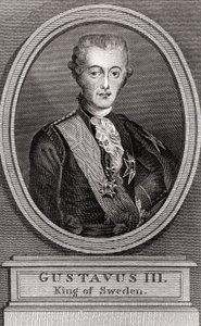 Portrait de Gustave III (1746-1792), roi de Suède de 1771 à 1792 gravure de 1787 « Collection aux Soldats d