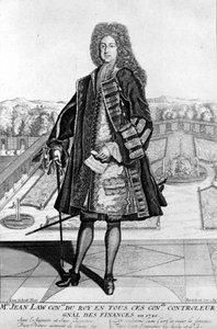 Portrait de John Law (1671 - 1729) à pied, financier écossais qui a causé la faillite en 1720 (Événement de la rue Quincampoix)